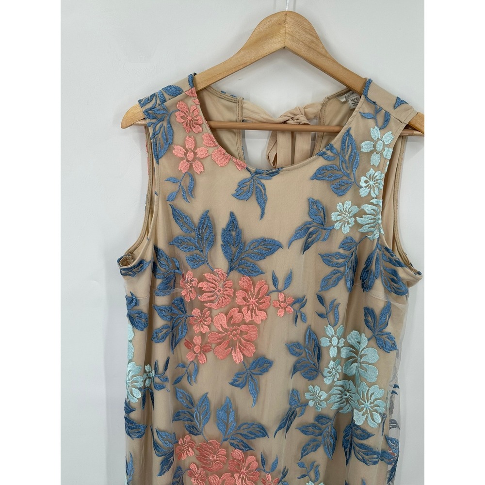 Est 1946 Embroidered Dress Womens Size 14/16 Mesh Floral Botanical Wedding Guest - Picture 7 of 9